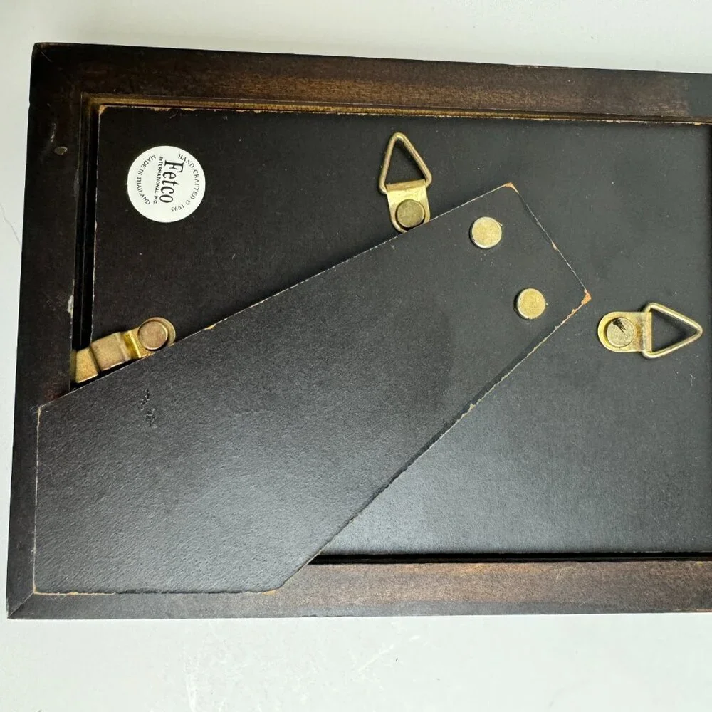 FETCO Handcrafted  Marquetry Wooden Brown Picture Frame